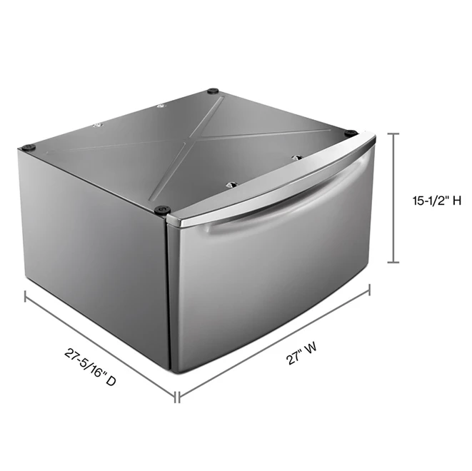 Pedestal With Storage Drawer 27" - Chrome Shadow 5 Pedestal With Storage Drawer 27" - Chrome Shadow - Image 5