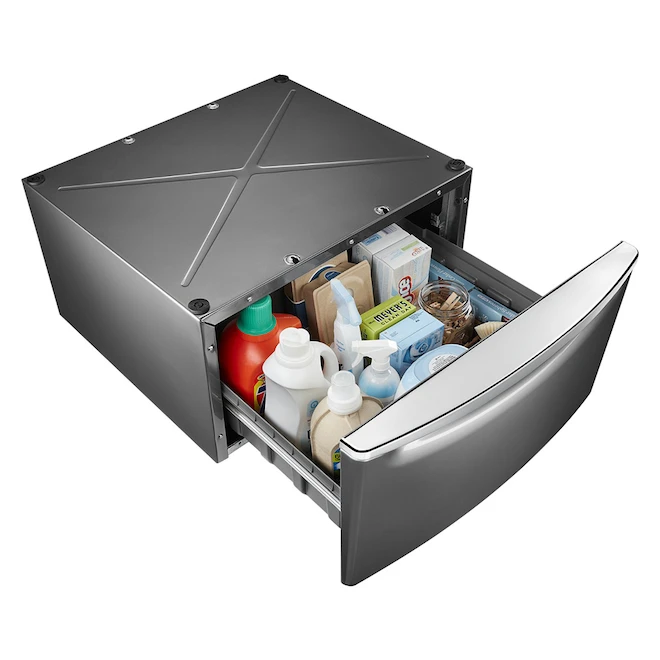 Pedestal With Storage Drawer 27" - Chrome Shadow 4 Pedestal With Storage Drawer 27" - Chrome Shadow - Image 4