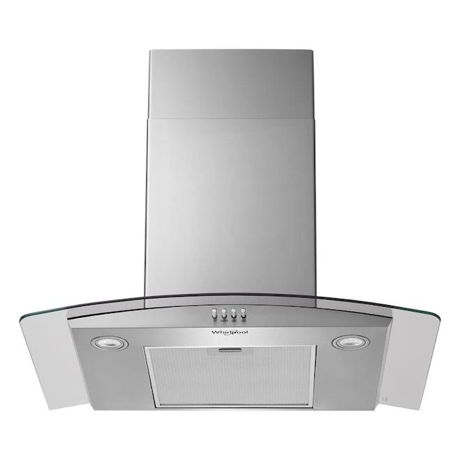 Whirlpool Curved Glass And Stainless Steel Wall-Mounted Range Hood - 30-in - 400 CFM 4 Whirlpool Curved Glass And Stainless Steel Wall-Mounted Range Hood - 30-in - 400 CFM - Image 4