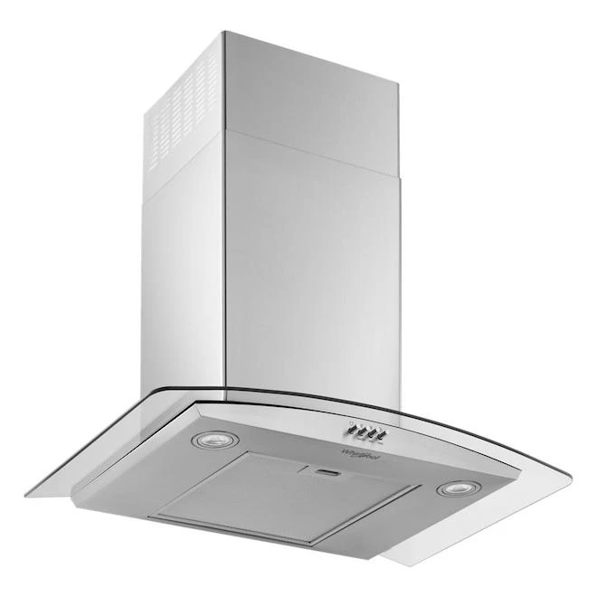 Whirlpool Curved Glass And Stainless Steel Wall-Mounted Range Hood - 30-in - 400 CFM 3 Whirlpool Curved Glass And Stainless Steel Wall-Mounted Range Hood - 30-in - 400 CFM - Image 3