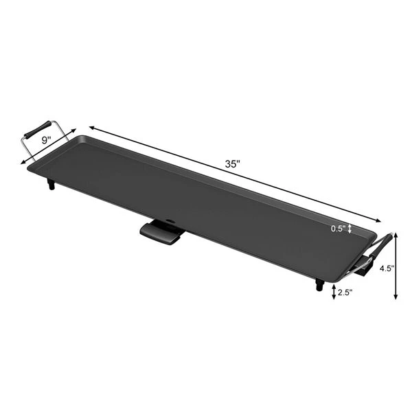 Costway 35-in L X 9-in W 2000-Watt Black Electric Griddle 5 Costway 35-in L X 9-in W 2000-Watt Black Electric Griddle - Image 5