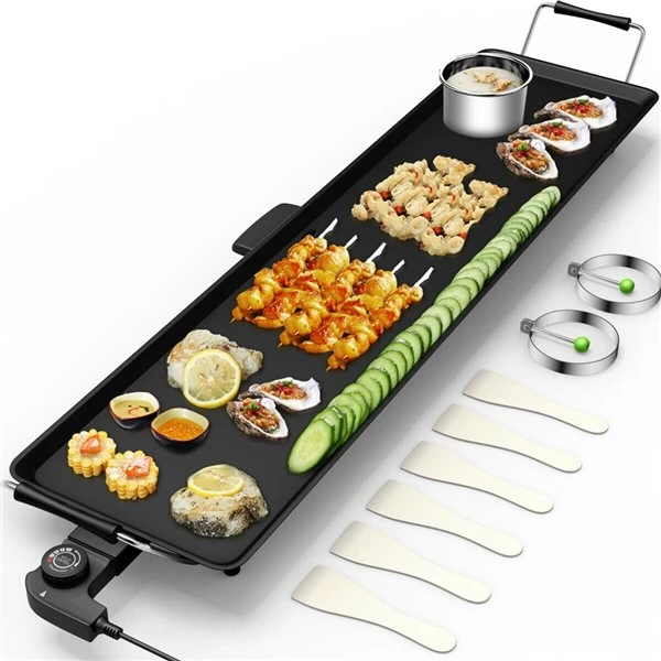 Costway 35-in L X 9-in W 2000-Watt Black Electric Griddle 4 Costway 35-in L X 9-in W 2000-Watt Black Electric Griddle - Image 4