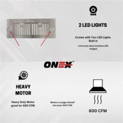 Onex 36-in 600 CFM Stainless Steel Under Cabinet Range Hood -Whirlpool Sales Store 332004655 AlternateImage4 l