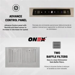 Onex 36-in 800 CFM Stainless Steel Wall-Mounted Range Hood -Whirlpool Sales Store 332004665 AlternateImage3 l