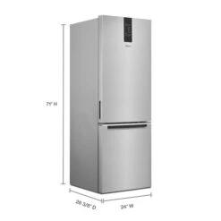 Whirlpool 24-in Wide Steel 12.7-cu Ft Bottom-Freezer Refrigerator - Smudge-Resistant Stainless Finish -Whirlpool Sales Store 38775014c L