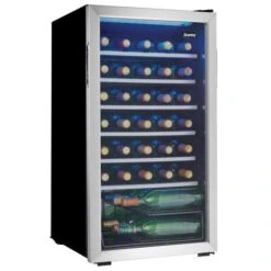Danby Wine Cooler - 36 Bottles - 3.3-cu Ft - 17.5-in - See-through Glass Door - Stainless Steel -Whirlpool Sales Store 80965007b L